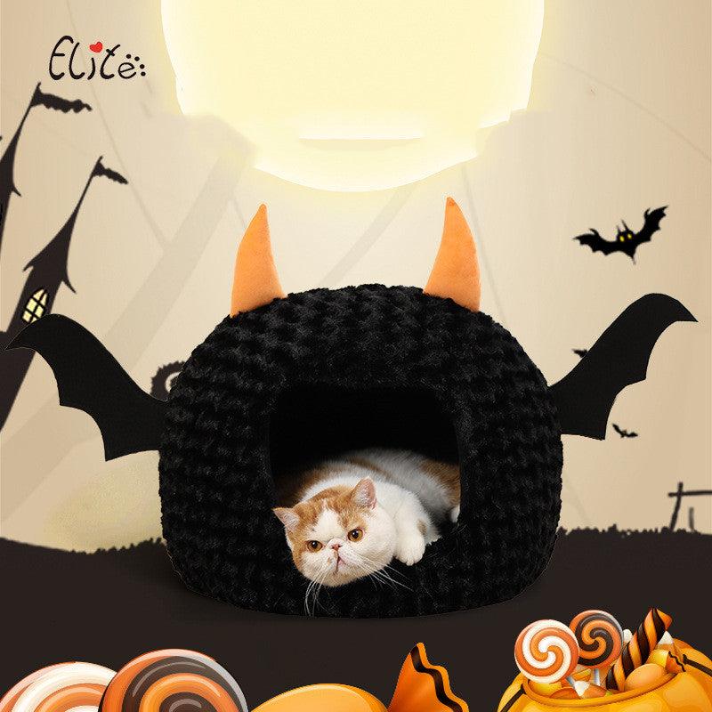 Cozy Halloween Devil Den Pet Bed