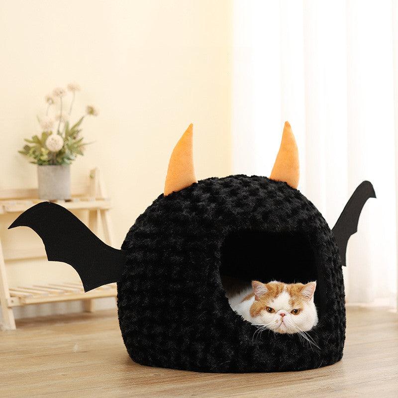 Cozy Halloween Devil Den Pet Bed